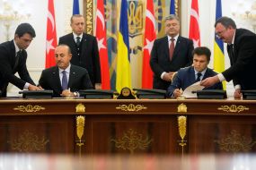 Pavel Klimkin, Petro Poroshenko and Recep Erdogan
