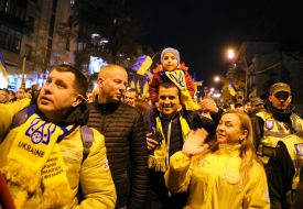 The procession of Ukrainian fans