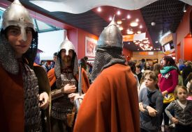 Actors in the costumes of knights