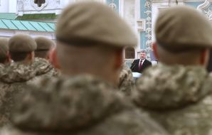 Petro Poroshenko during the making of the oath of lyceum