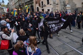 Participants of March of glory of the Ukrainian Insurgent Army
