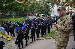 Participants of March of glory of the Ukrainian Insurgent Army