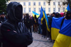 Participants of March of glory of the Ukrainian Insurgent Army