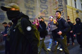 Participants of March of glory of the Ukrainian Insurgent Army