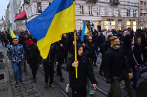 Participants of March of glory of the Ukrainian Insurgent Army