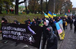 Participants of March of glory of the Ukrainian Insurgent Army