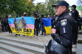 Participants of March of glory of the Ukrainian Insurgent Army