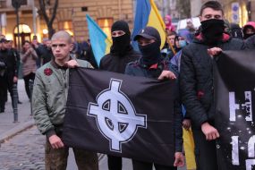 Participants of March of glory of the Ukrainian Insurgent Army