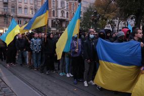 Participants of March of glory of the Ukrainian Insurgent Army