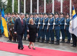 Petr Poroshenko and Marie-Louise Coleiro Preca