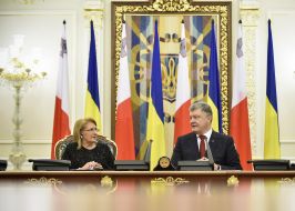 Petr Poroshenko and Marie-Louise Coleiro Preca