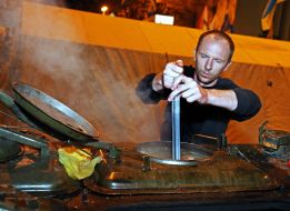 Cooking in a tent camp