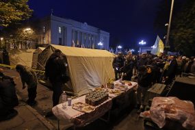 Cooking in a tent camp