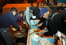Cooking in a tent camp