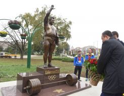 Opening of the monument to the weightlifter Leonid Zhabotinsky