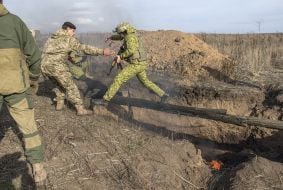 Schoolchildren go through obstacles