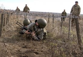 Schoolchildren go through obstacles