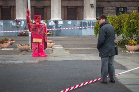 red effigy of the revolutionary