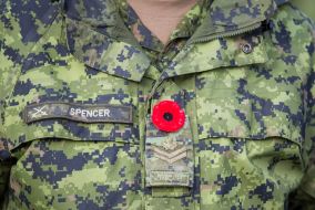 Red poppy in the form of a soldier