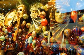 Masks in the shop window of one of the shops in Venice