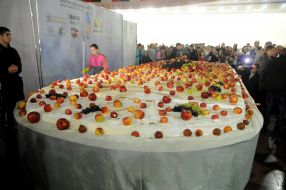 A huge vegetarian cake