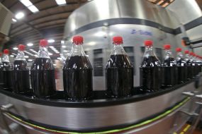 Bottles with carbonated drink "Coca-Cola"