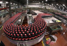 Bottles with carbonated drink "Coca-Cola"