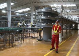 Worker in one of the shops at the Coca-Cola plant