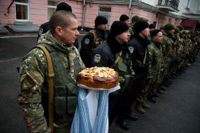 Отправка бойцов батальона патрульной полиции в зону АТО