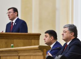 Petr Poroshenko, Vladimir Groysman and Yuri Lutsenko