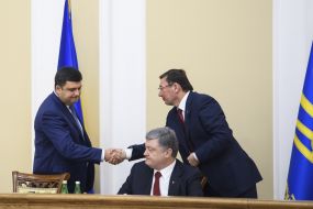 Petr Poroshenko, Vladimir Groysman and Yuri Lutsenko