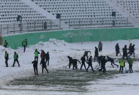 Snow cleaning on the football field