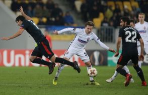 The game moment between FC "Zarya" and FC "Athletic"