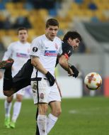 The game moment between FC "Zarya" and FC "Athletic"