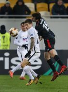 The game moment between FC "Zarya" and FC "Athletic"