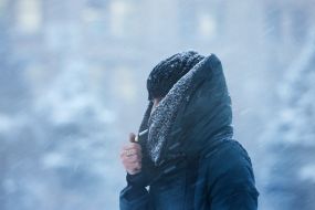 Snow-covered monument to Valery Lobanovsky