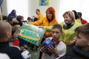 Pupils of the boarding school receive gifts for St. Nicholas Day