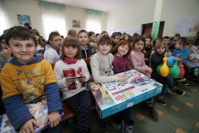 Pupils of the boarding school receive gifts for St. Nicholas Day