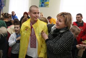 Pupils of the boarding school receive gifts for St. Nicholas Day