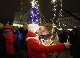 Young couple kissing