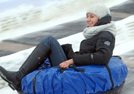 Girl on a snowy hill