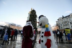 Дід Мороз та Сніговик на Софійській площі