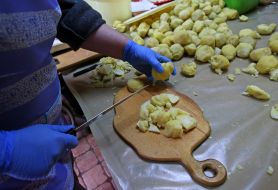 Preparation of salad olivier