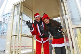 People in Santa Claus costumes