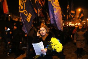 Participants of the torchlight procession