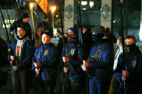 Participants of the torchlight procession