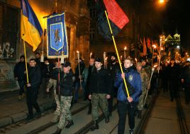 Participants of the torchlight procession