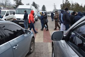 The activists blocked the road to Shegini's checkpoint