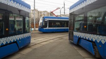 New trams at the depot