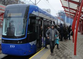 People at the tram stop